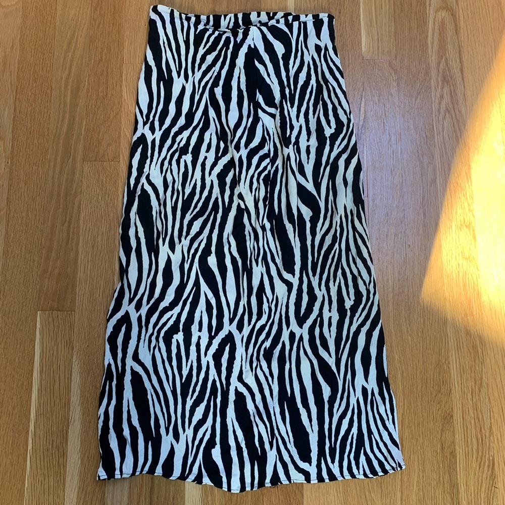 Reformation zebra midi skirt